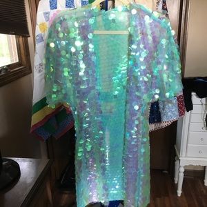 Mermaid sequin turquoise kimono